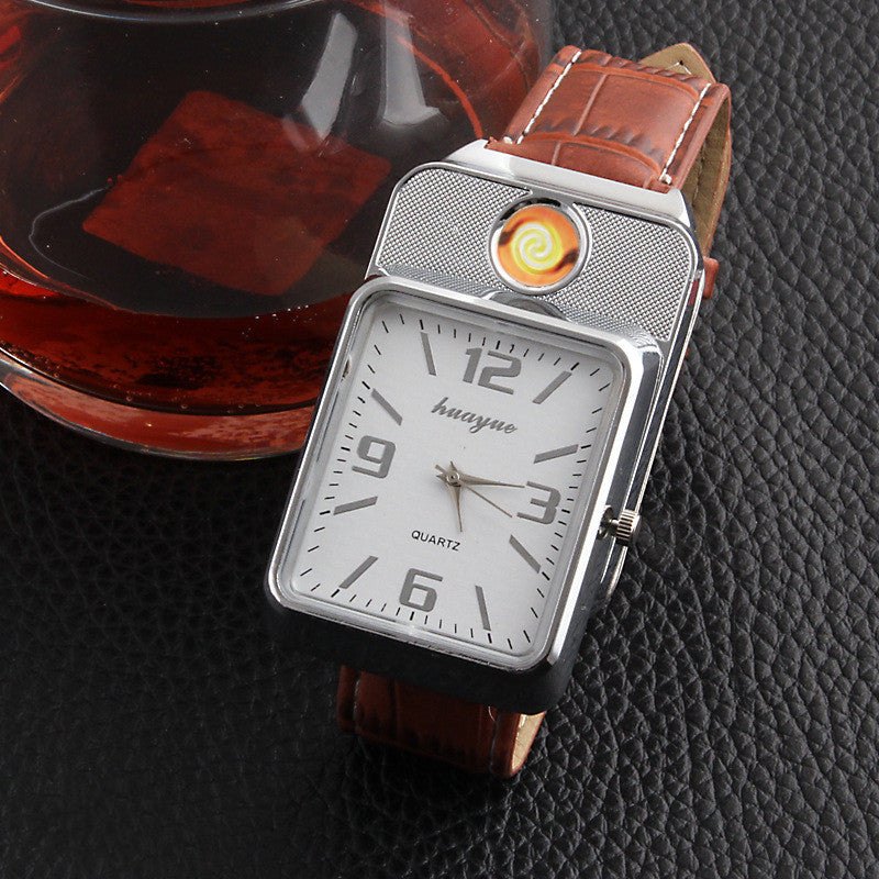 Metal electric lighter watch