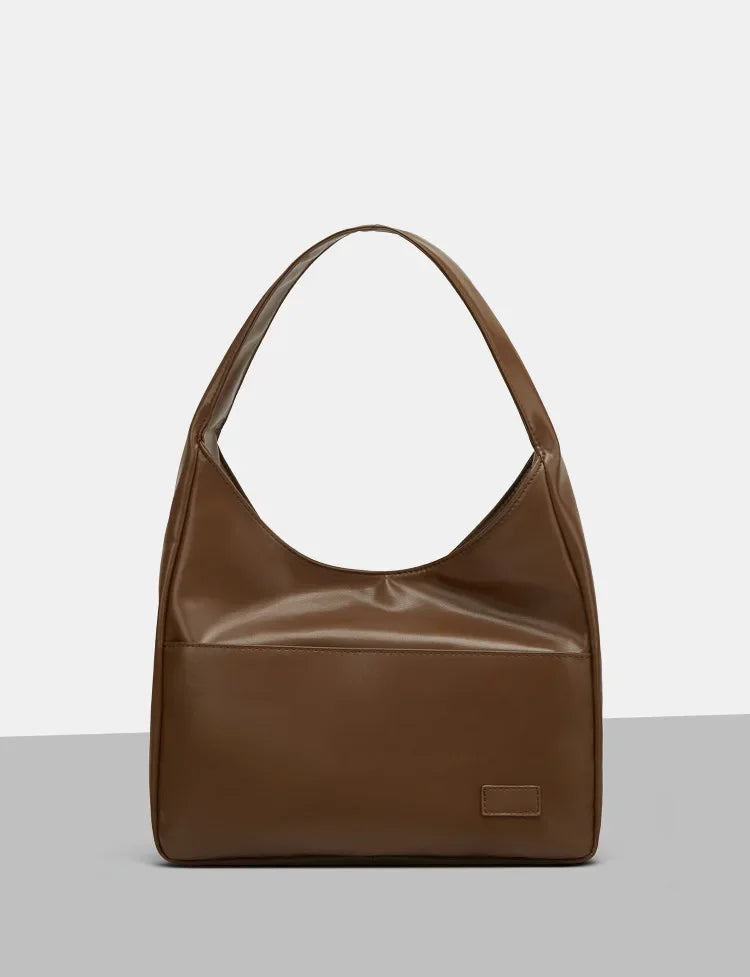 Korean Style Large Capacity Single Shoulder Bucket Bag Commuter Tote Bag Simple Fashion Retro Bag Soft Polyester Lining