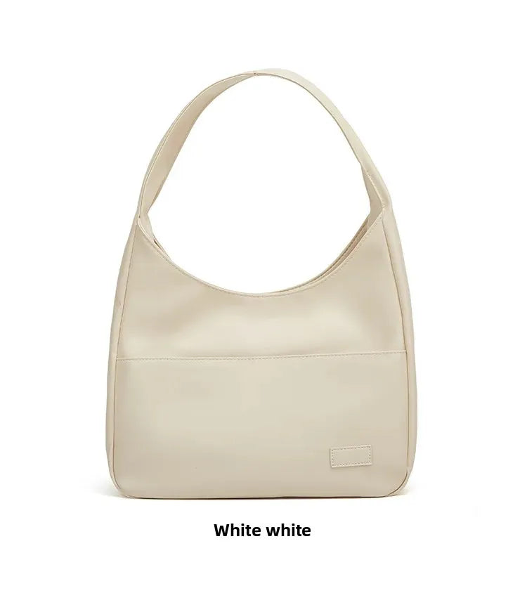 Korean Style Large Capacity Single Shoulder Bucket Bag Commuter Tote Bag Simple Fashion Retro Bag Soft Polyester Lining