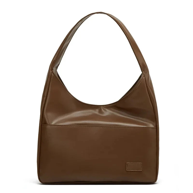 Korean Style Large Capacity Single Shoulder Bucket Bag Commuter Tote Bag Simple Fashion Retro Bag Soft Polyester Lining