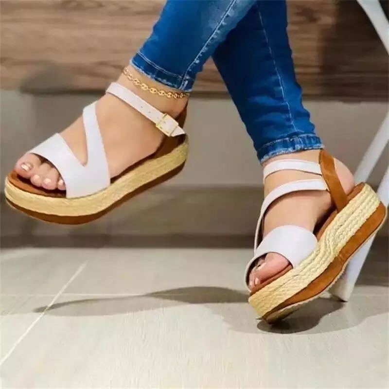 Platform Sandals Hollow Buckle Women&