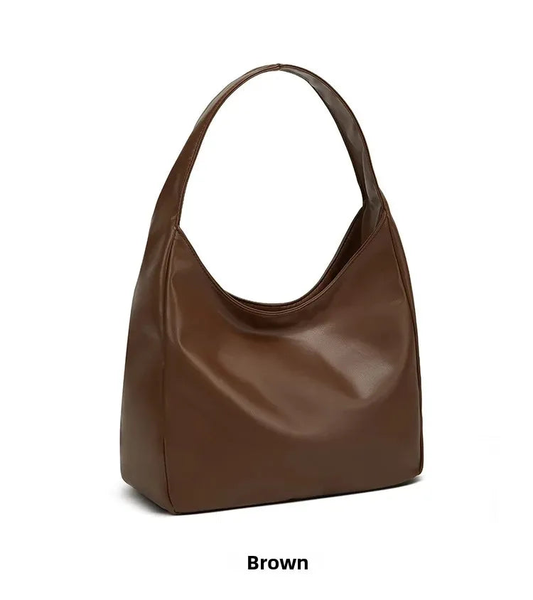 Korean Style Large Capacity Single Shoulder Bucket Bag Commuter Tote Bag Simple Fashion Retro Bag Soft Polyester Lining
