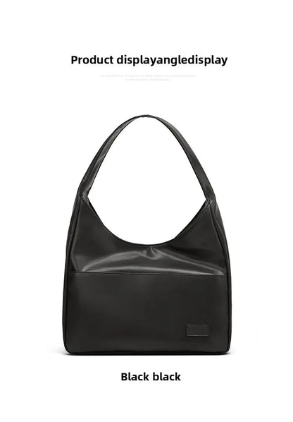 Korean Style Large Capacity Single Shoulder Bucket Bag Commuter Tote Bag Simple Fashion Retro Bag Soft Polyester Lining