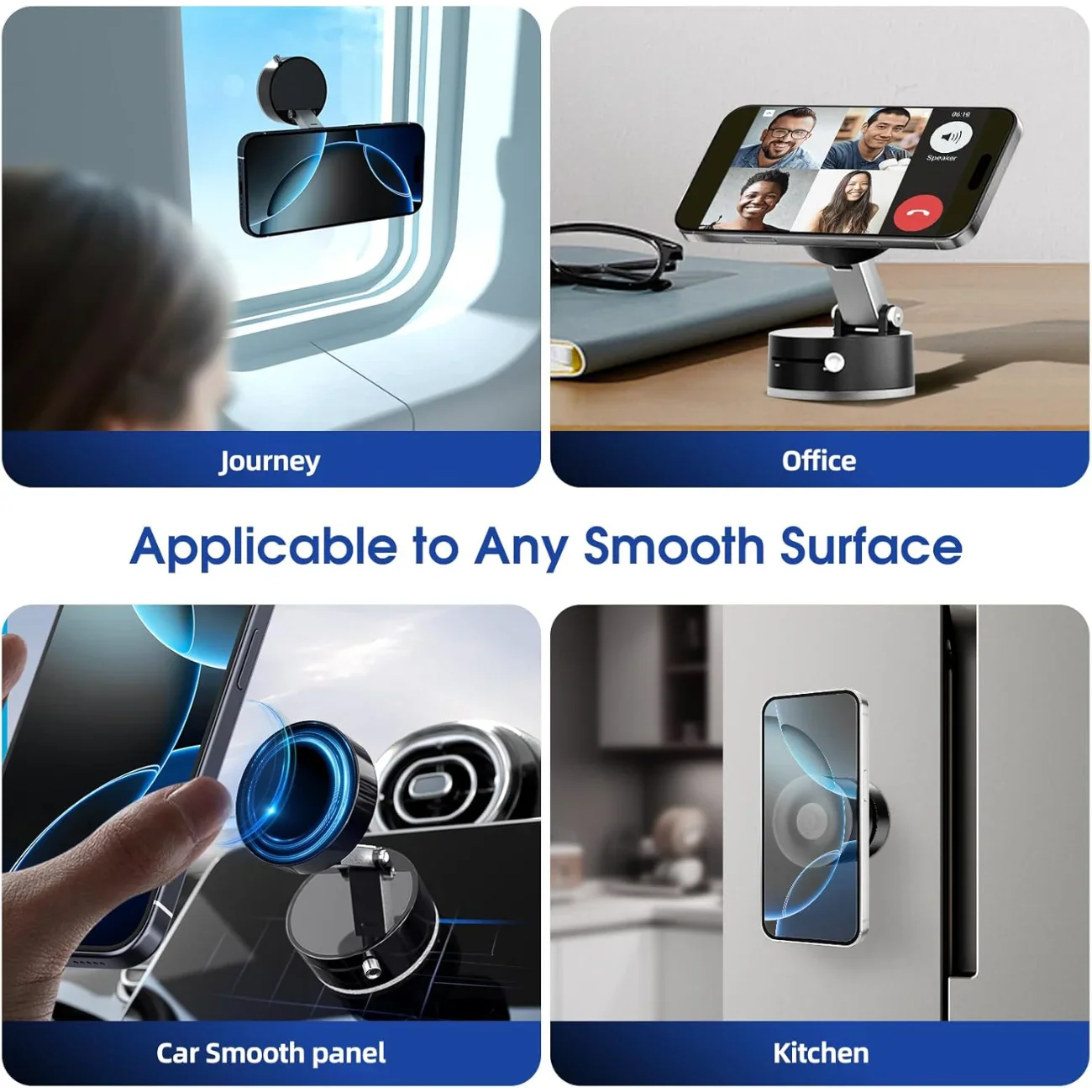 Vacuum Suction Magnetic Phone Holder, Upgrade Magnetic Suction Phone Mount Foldable &amp; Retractable Vacuum Magnetic Phone Stand