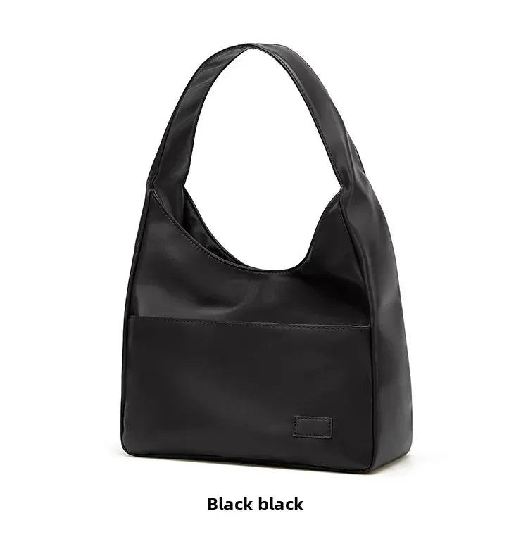 Korean Style Large Capacity Single Shoulder Bucket Bag Commuter Tote Bag Simple Fashion Retro Bag Soft Polyester Lining