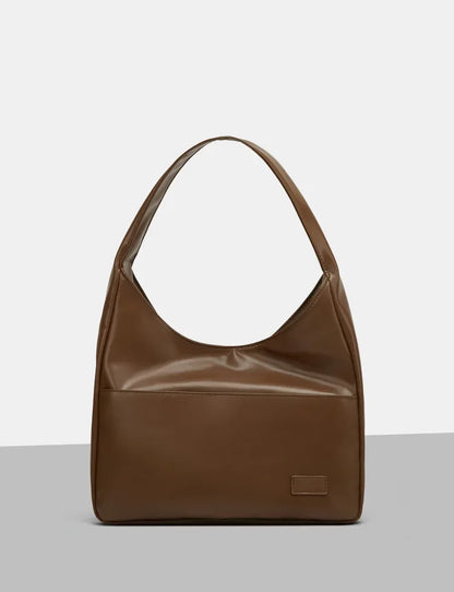 Korean Style Large Capacity Single Shoulder Bucket Bag Commuter Tote Bag Simple Fashion Retro Bag Soft Polyester Lining