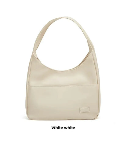 Korean Style Large Capacity Single Shoulder Bucket Bag Commuter Tote Bag Simple Fashion Retro Bag Soft Polyester Lining