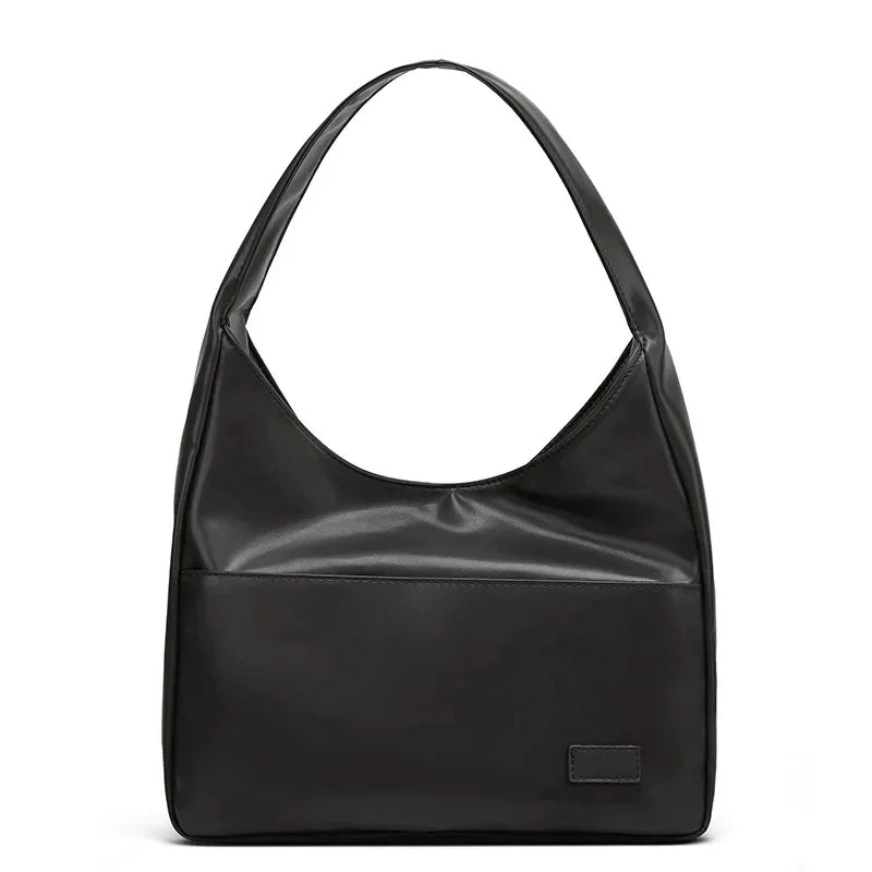 Korean Style Large Capacity Single Shoulder Bucket Bag Commuter Tote Bag Simple Fashion Retro Bag Soft Polyester Lining