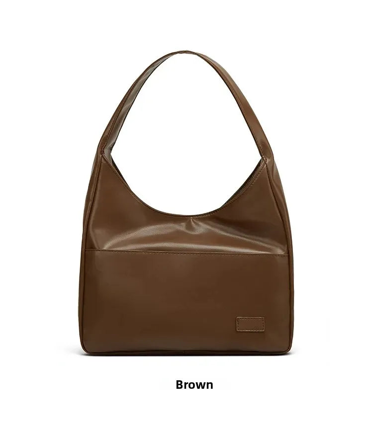 Korean Style Large Capacity Single Shoulder Bucket Bag Commuter Tote Bag Simple Fashion Retro Bag Soft Polyester Lining