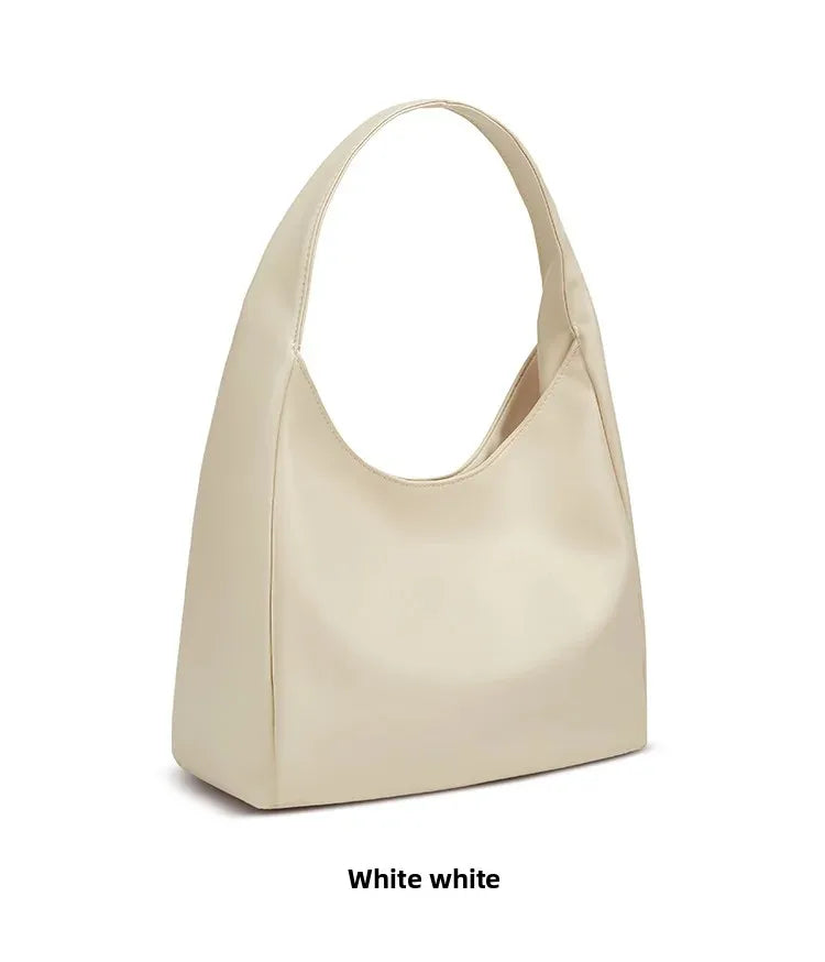 Korean Style Large Capacity Single Shoulder Bucket Bag Commuter Tote Bag Simple Fashion Retro Bag Soft Polyester Lining