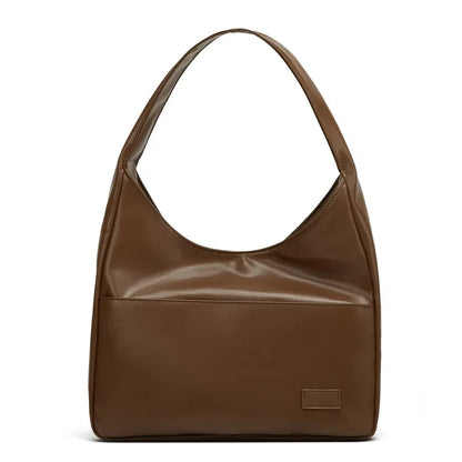 Korean Style Large Capacity Single Shoulder Bucket Bag Commuter Tote Bag Simple Fashion Retro Bag Soft Polyester Lining