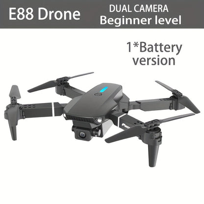 E88 Dual Camera Drone, Optical Flow Hovering, 480P Photography, Foldable, Compact and Portable, Ideal Gift for Beginners, Perfect Birthday or Christmas Present